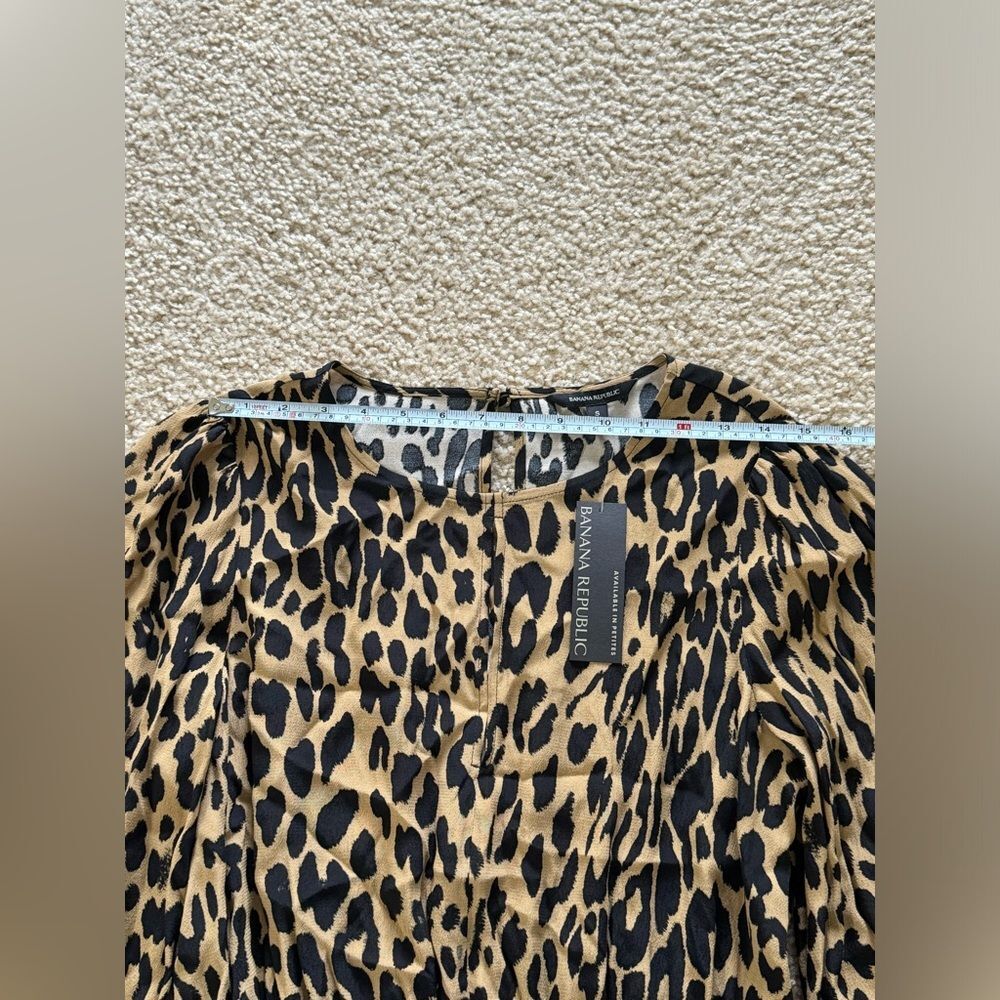NWT Banana Republic Animal Print Peplum Blouse Brown & Black Sz S - Picture 8 of 11